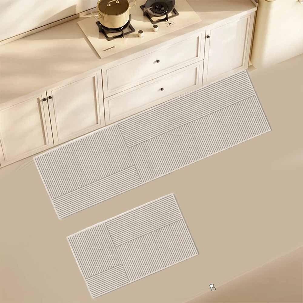 2Pcs/Set Non-Slip Bathroom Mat Water Absorbent Long Floor Mat Long Strip Carpet Bathroom