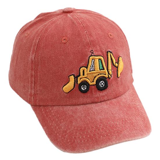 Unisex Dětská čepice Praná Retro Baseballová čepice Kreslená Výšivka Bagr Dlouhý okraj Anti-UB ochrana proti slunci Venkovní pokrývka hlavy Sluneční čepice