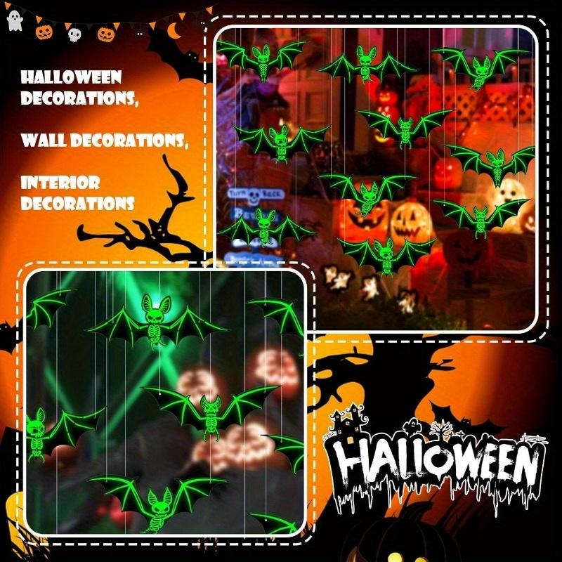 10 ks Hallowmas, Závěsné dekorace netopýrů, 2025 Vylepšené 5 velikostí Realističtí Strašidelní Velcí Plastoví Létající Netopýři se Svítícími Kostlivci Netopýrů