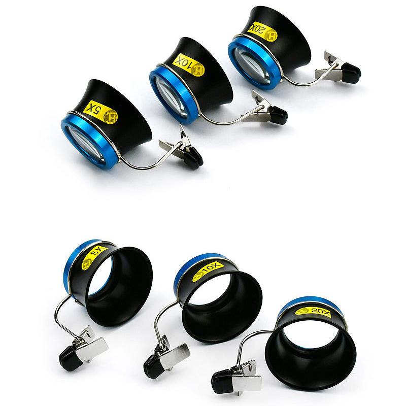 

5X 10X 20X Лупа Збільшувальна лінза Окулярна лупа Clip-On Eye Портативний окуляр Процес Операція Інструмент для ремонту годинникарів