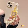 Korean Cute Bear Pearl Heart Pendant Glitter Bead Bracelet Soft Case For Iphone 14 12 11 13 Pro Xr X Xs Max Protective Cover