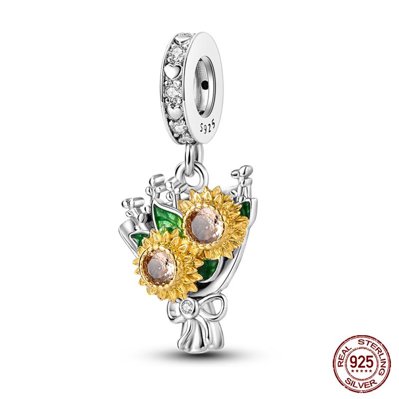 Copper Golden Series Star Moon Pyramid Sunflower Charms Beads Fit Qikaola Original Bracelet Luxury Diy Jewelry Gift