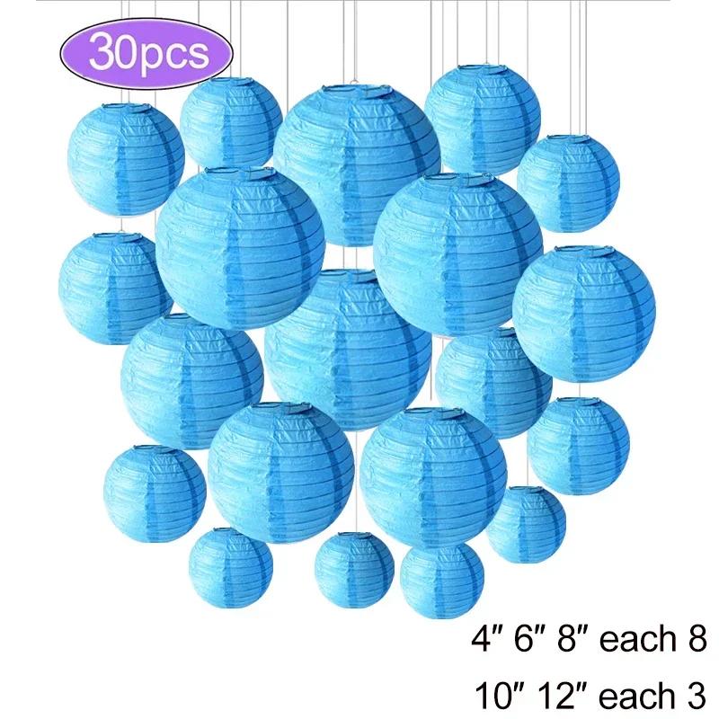 30Pcs Round Paper Lantern Wedding Decor Flowers Ball Lampion DIY Hanging Pompom Crafts Home Christmas Birthday Party Supplies
