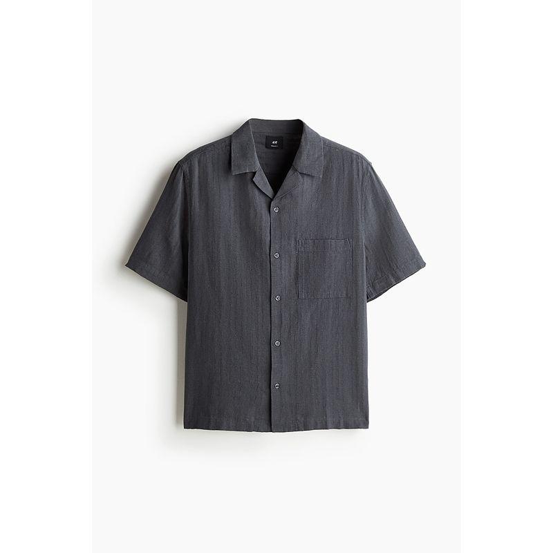 

Мужская рубашка с кубинским воротником HM 2025 Лето Новинка Смесь льна Французский стиль Отпускной воротник Рубашка Tongqin 1265556 Dark gray 180/116(XL)