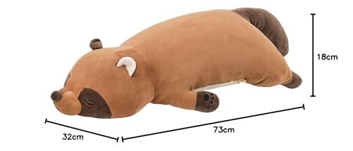 Livheart Premium Sleepy Animals Ponkichi der Waschbär Körperkissen, Groß (Ca.. 73cm lang), Flauschiges und Quetschbares Plüschtier, Geschenk 78210-31