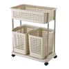 Three-Tier Rolling Storage Rack: Plastic Shelf for Bathroom, Kitchen, or Laundry.