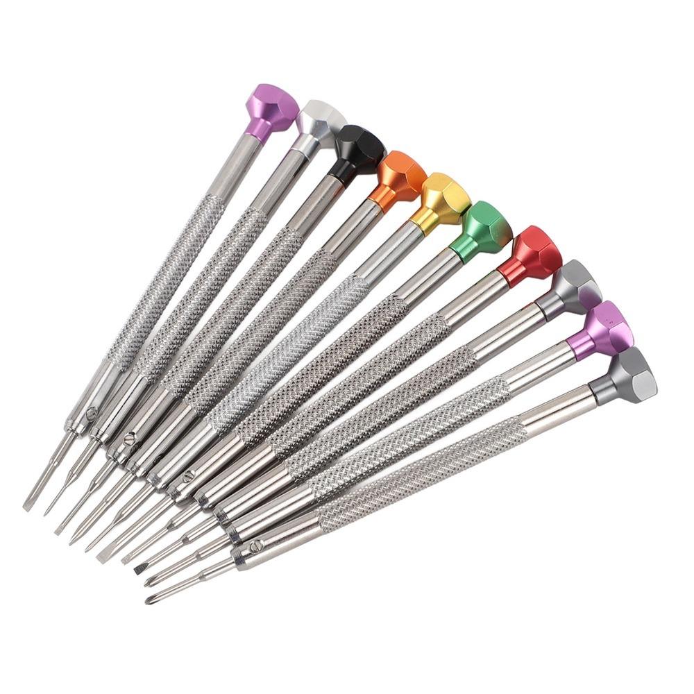 10pcs Aluminum Miniature Screwdriver Set Stainless Steel Colored Eyeglasses Screwdriver Set Mini Textured Grip
