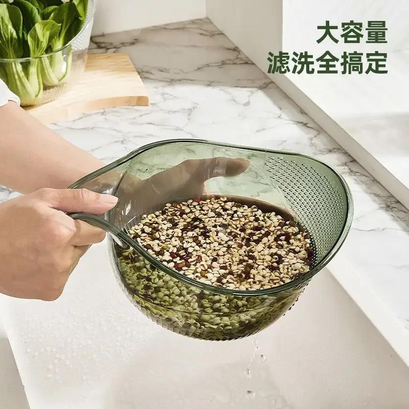 Kitchen Multifunctional Acrylic Thickened Rice Drainage Basket Rice Fruit Basin Vegetable Washing Basket