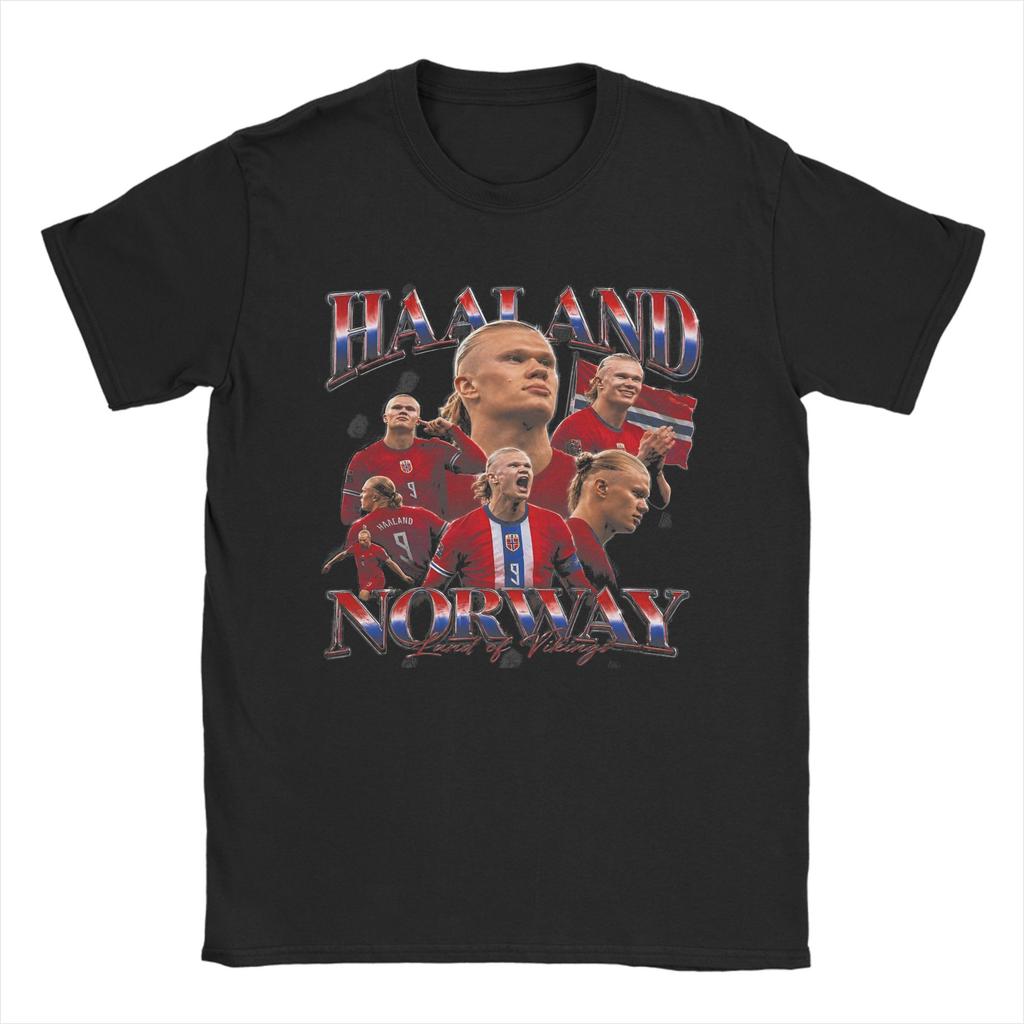 Erling Haaland Norway Soccer Collage T Shirts 100 Cotton Clothes Vintage Short Sleeve O Neck Tee Shirt Gift Idea TShirt