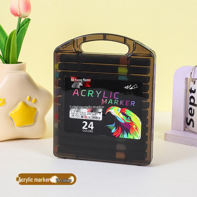 Quick-Dry Black Acrylic Marker: No-Bleed, Layerable, Soft Tip for Kids' Graffiti Art