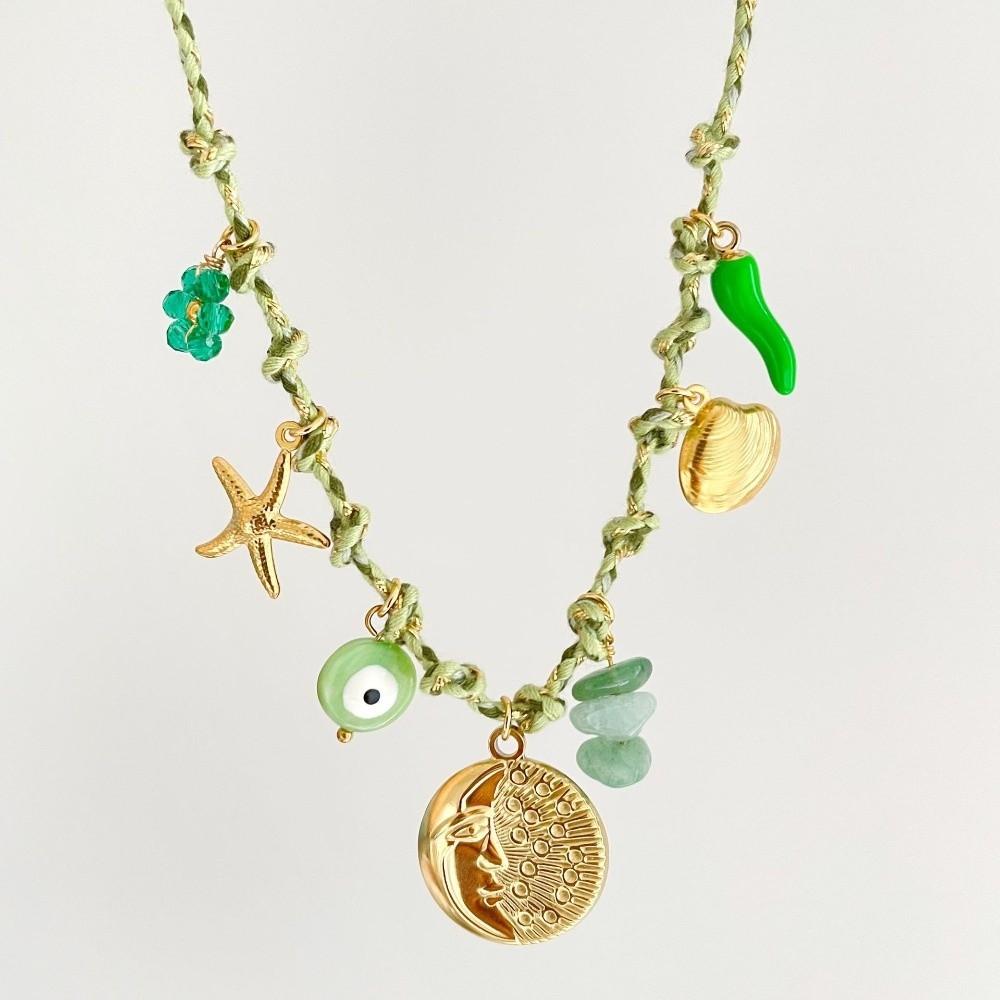 Turtle Knotting Rope Chain Necklace Boho Charm Pearl Pendant Necklace Conch Shell Necklace  Gifts