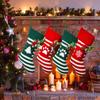 Large Capacity Christmas Knitted Socks Embroidered Stripe Christmas Stockings Cat Claw Hanging Ornaments Christmas Tree Pendant