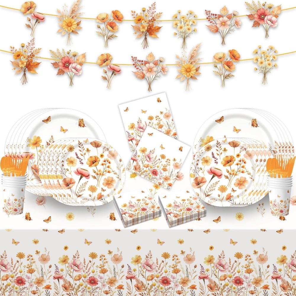 Plastic Fork Spoon Disposable Tablewares Autumn Theme Party Flatwares Kit  Party Supplies