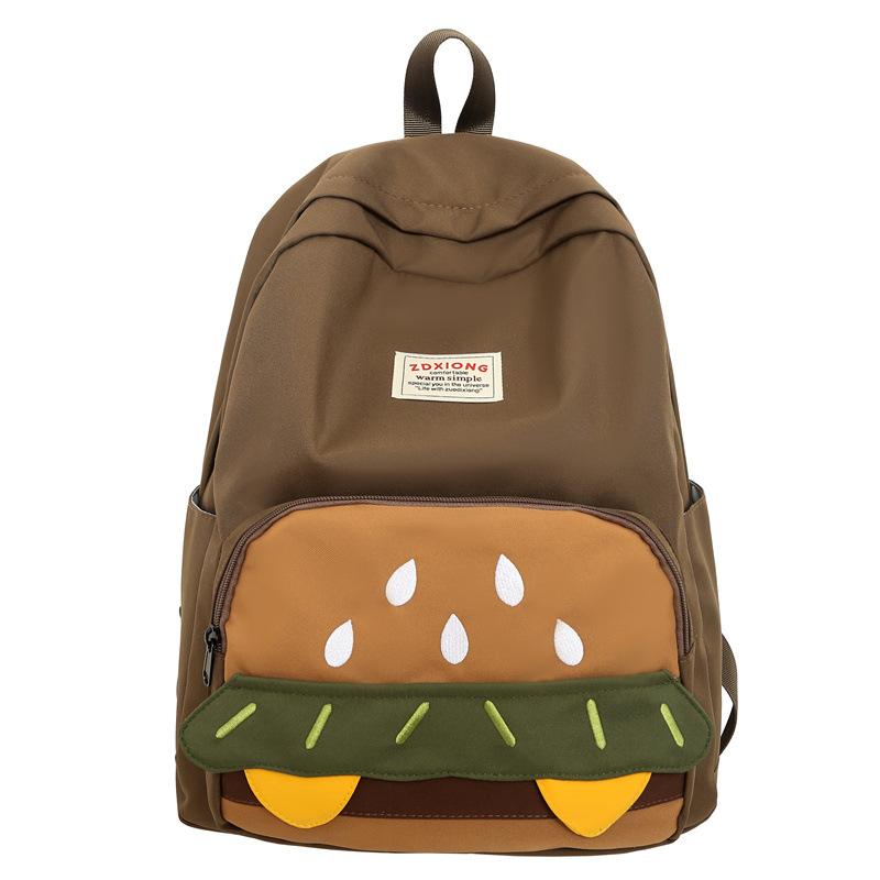 School Bag Ins Hamburg Niche Cute Design School Bag Cartoon Versatile College Student Lightweight Travel Backpack Casual Backpack