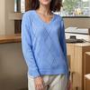 Women's Long Sleeve Openwork Knit Sweater Casual Pullover