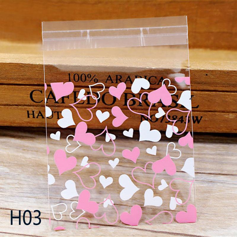 100Pcs/lot Cute Heart Theme Candy Cookie Bags Wedding Birthday Party Candy Buscuit Packaging Bag Christmas Plastic Gift Bags