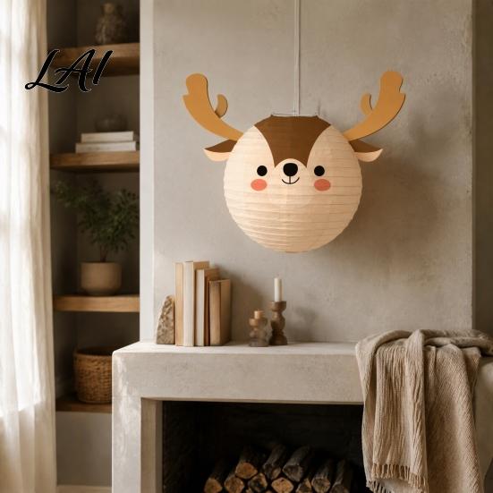Sturdy Metal Frame Paper Lanterns Christmas Lantern Cute Gingerbread Man Snowman Elk Pattern Ceiling Hanging Collapsible Decorative 12 Inch
