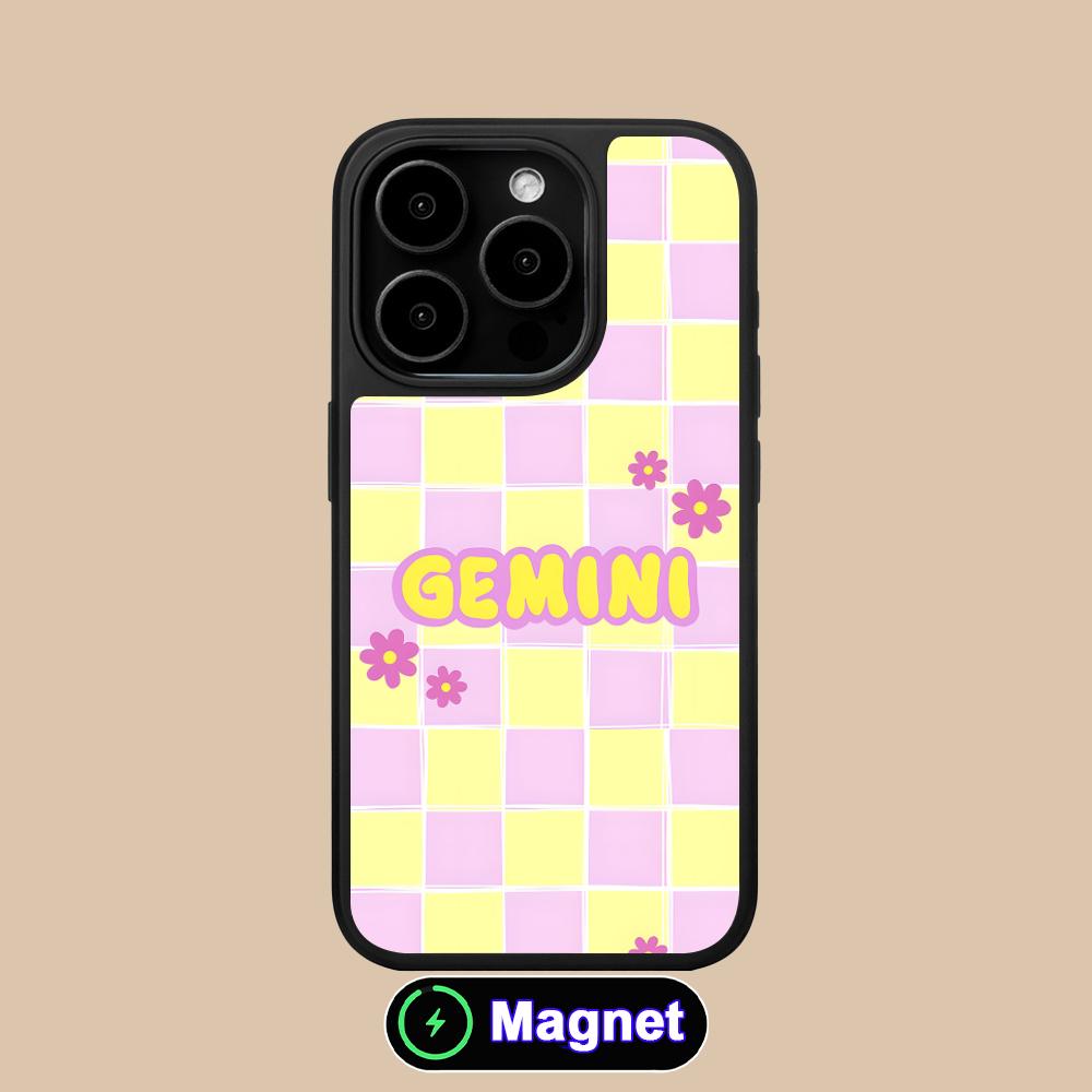 Zodiac Sign Gemini Phone Case for iPhone 17 16 15 14 13 12 11 Air Pro Max Plus Matte Surface Magsafe Cover