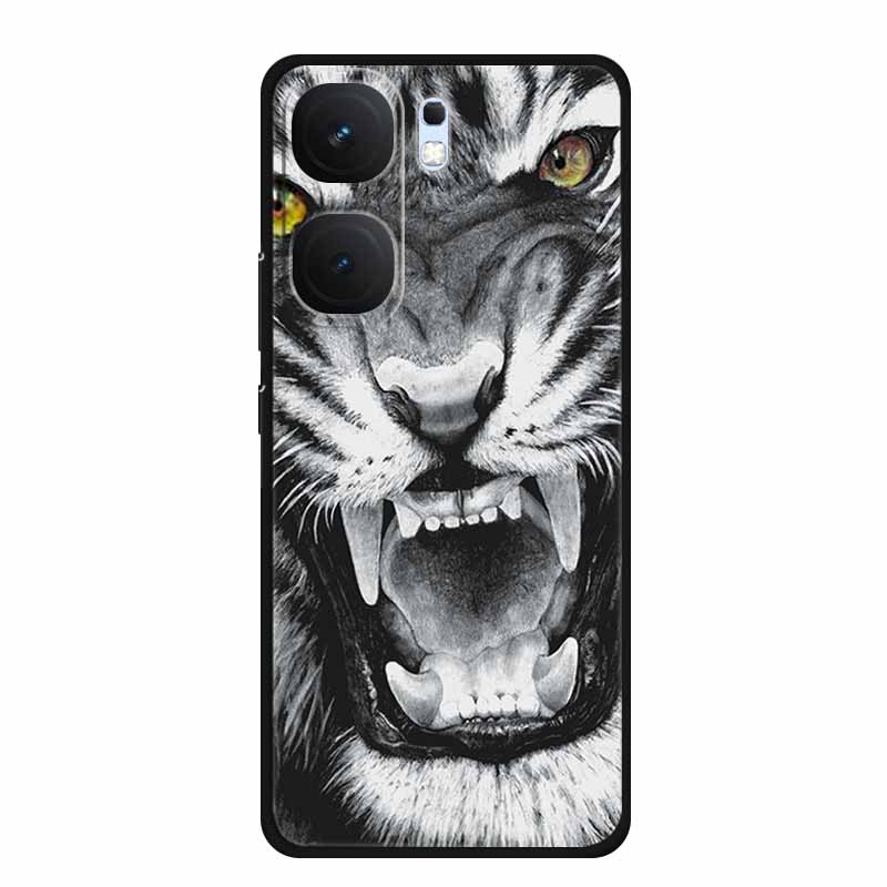 For Vivo iQOO Neo9 Pro Case TPU Silicone Soft Back Cover for Vivo iQOO Neo9 Neo 9 Black Fashion Cool Animals Coque Lion Tiger