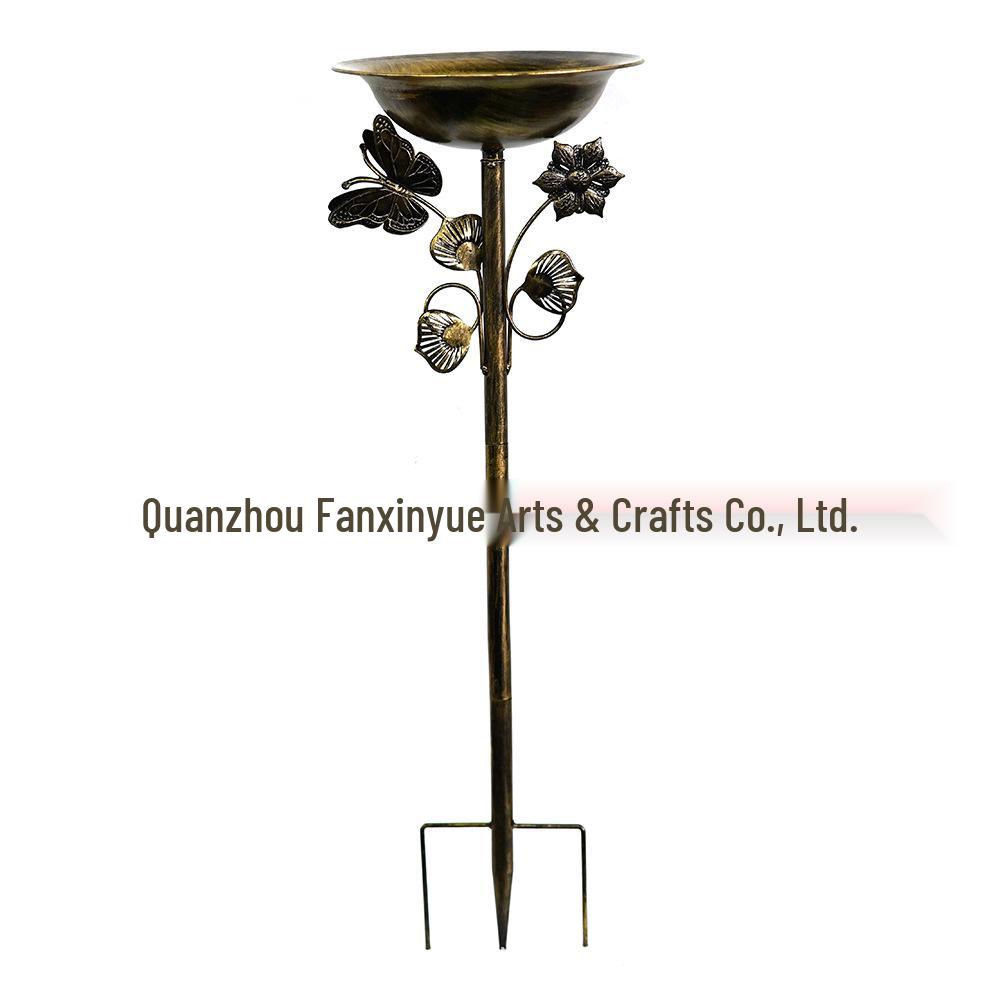

Golden Butterfly Wrought Iron Bird Feeder and Bath Ground Stake