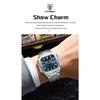 POEDAGAR Luxury Square Fashion Man Wristwatch Waterproof Luminous Date Week Quartz Watches Stainless Steel Watch