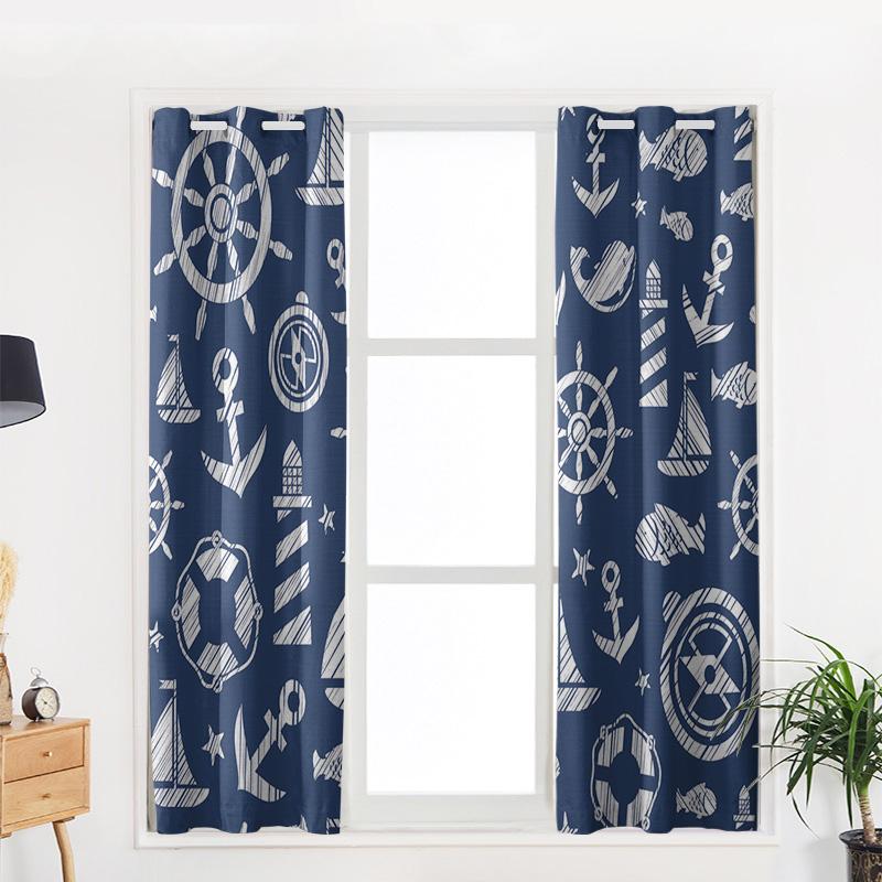 Главная Шторы Синий Якорь Лодка Рыба Спальня Кухня Шторы Гостиная Украшения Элементы — фото 5