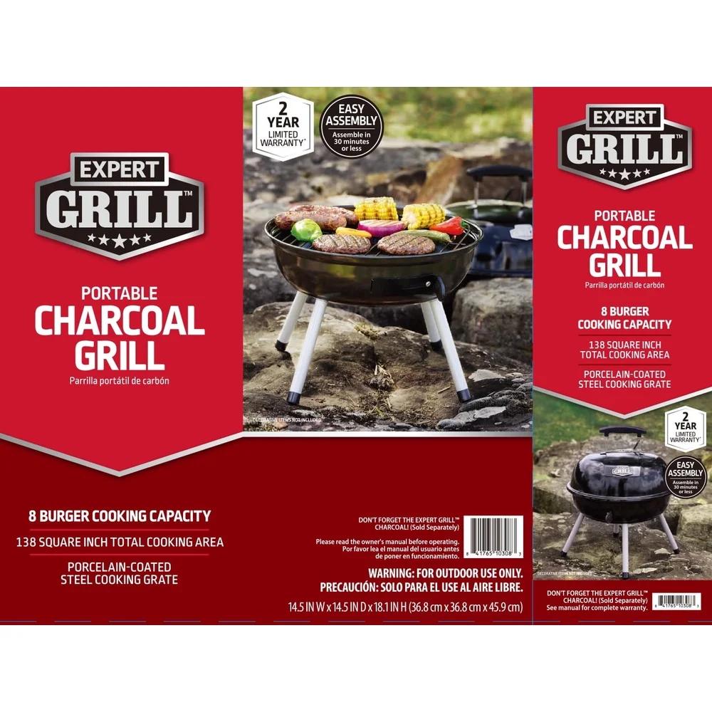 Tragbarer Holzkohlegrill 14,5 Zoll Tischgrill Kuppeldesign Verstellbare Luftschlitze Ideal Camping Tailgating Picknicks Einfache Reinigung
