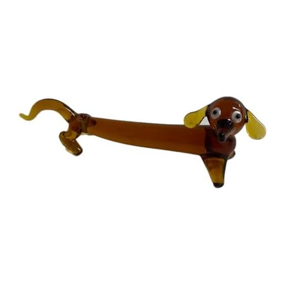 Handmade Glass Dachshund Incense Holder Chopstick Rest - Brown