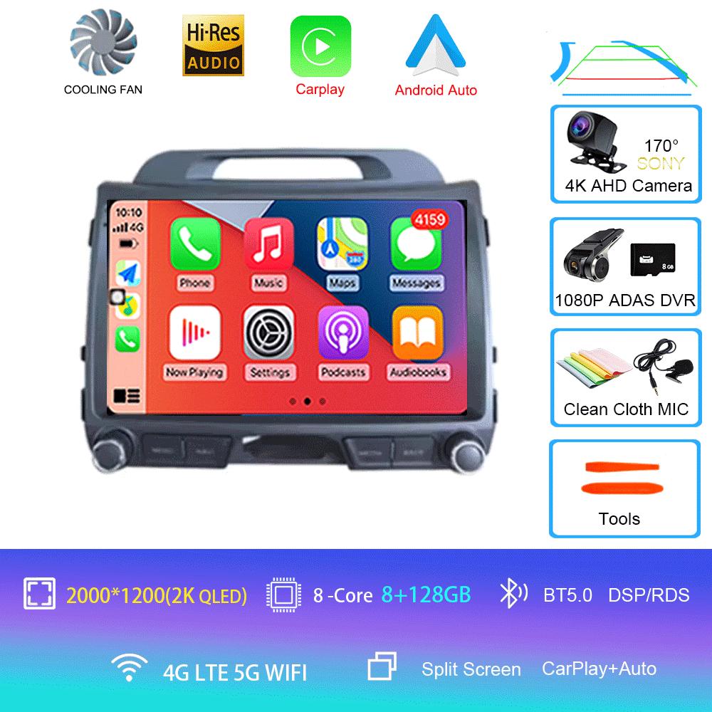 Android 14 For KIA Sportage 3 2010 - 2016 Car Multimedia Player GPS Navigation 9Inch QLED TouchScreen Wireless Carplay WIFI 4G