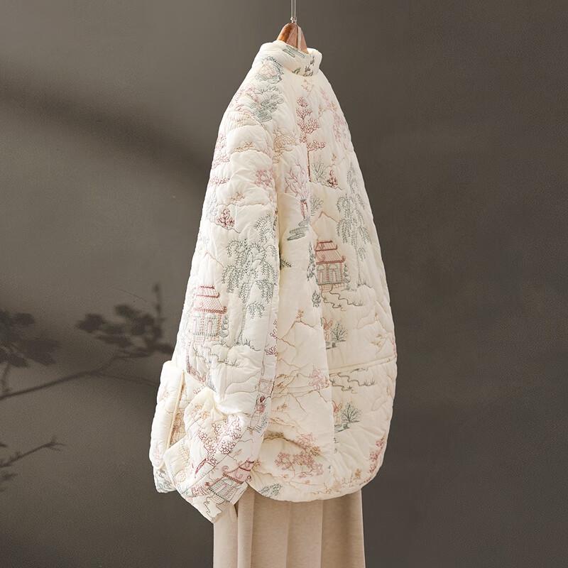 Cypress Damen Bestickter Gepolsterter Mantel im Neuen Chinesischen Stil