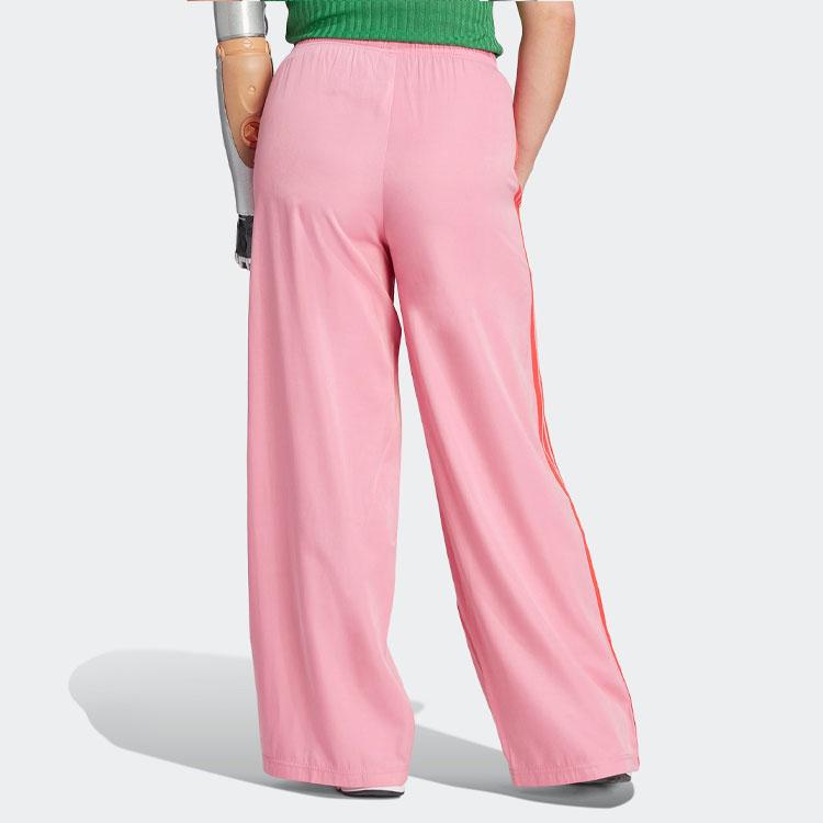 Adidas Oryginalne spodnie z szerokimi nogawkami, lampas boczny, proste nogawki, dzianinowe spodnie sportowe, spodnie damskie, różowe IT8169
