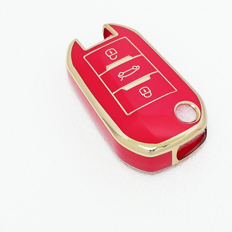 Gold Edge TPU Auto Keyless Protector For Citroen C3 C4 C5 Cactus C6 C8 Car Key Case Cover Fob For Peugeot 508 2008 3008 5008 208 301 307 308