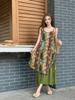 New Bohemian Sweet Flower Print Suspender Dress Women Yunnan Dali Vacation Ethnic Style