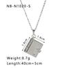Stainless Steel Book-Shaped Pendant Necklace With Heart Clasp Women Ins Style Minimalist Locket Chain Jewelry