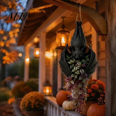 Maceta Colgante Estilo Gótico Murciélago, Maceta Creativa, Decoración Retro de Patio para Halloween, Contenedor Decorativo para Plantas Trepadoras, Interior
