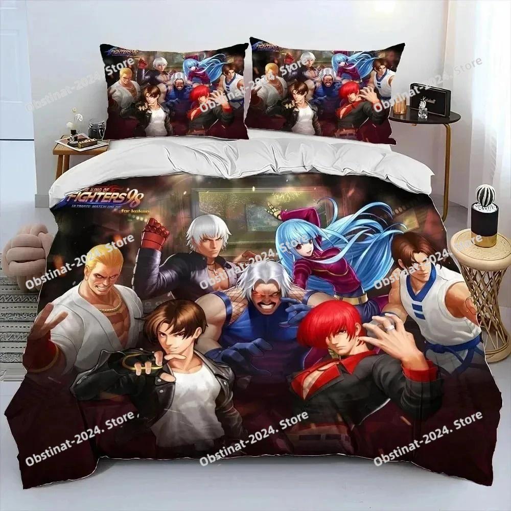 Комплект постельного белья с 3D-принтом King Of Fighters Ретро игра Пододеяльник Комплект для кровати Покрывало Наволочка Одеяло Размер Кинг Квин Мальчики Взрослые