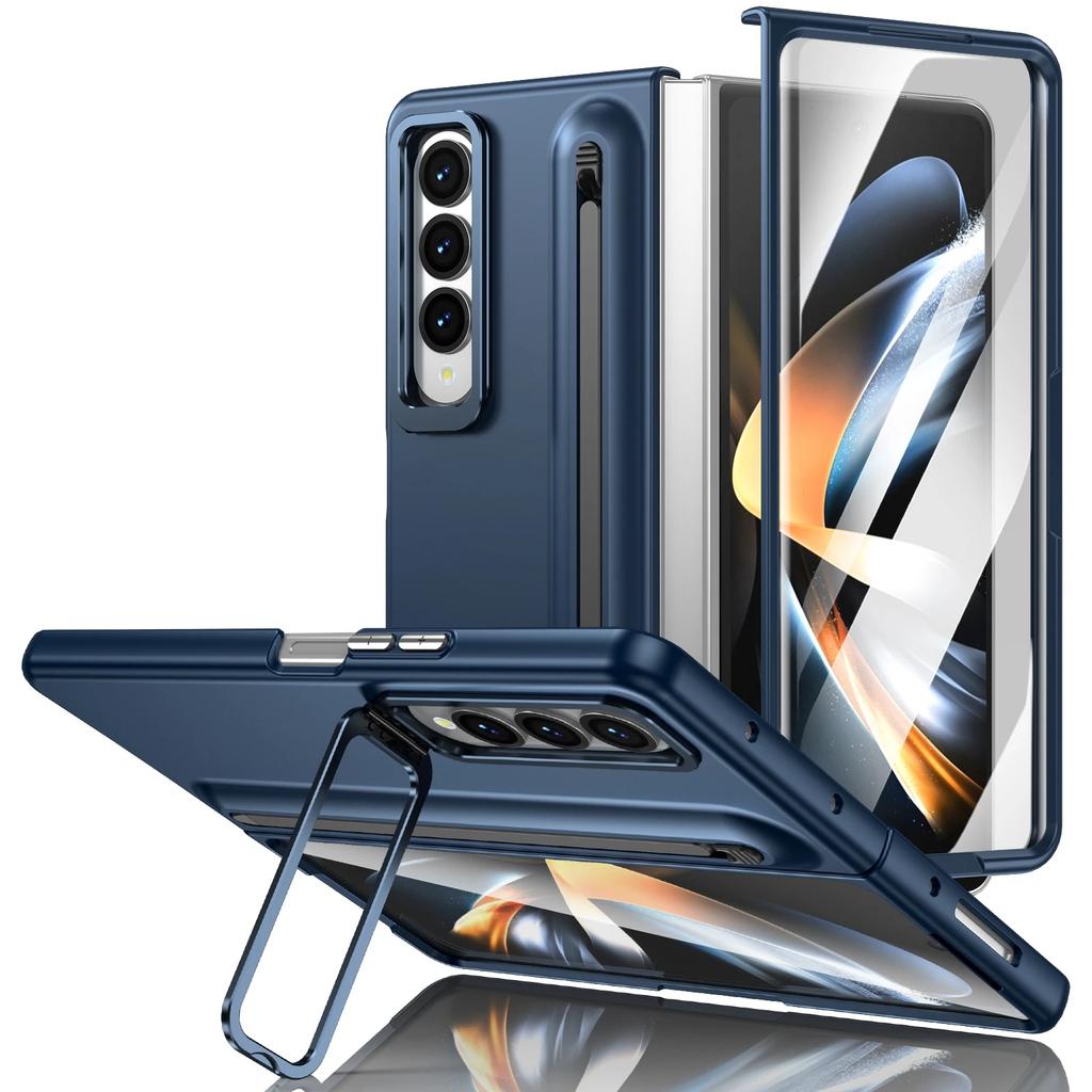S držákem na stylusové pero Funda pouzdro na telefon pro Samsung Galaxy Z Fold 7 6 5 4 3 Přední sklo Kovový objektiv Stojánek PC Ochranný kryt Capa