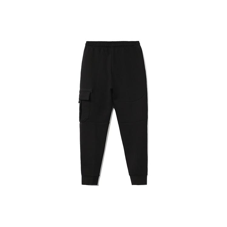 Li Ning Solid Color Mid Waist Elastic Cuff Sports Knitted Pants Men Bottoms Black AKLR939-1