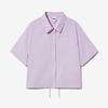 Women Seersucker Short Sleeve Collar Neck Shacket