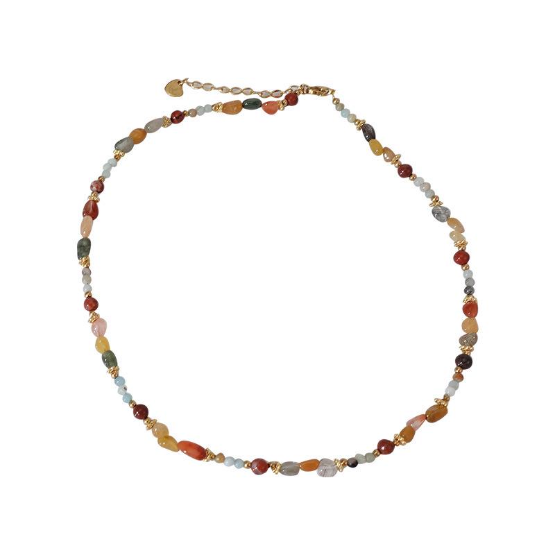 Nanhong Agathalsband Naturlig Turkos Nyckelbenskedja Dam Nisch Sötvattenspärla Nationell Stil Retro High-End Accessoarer