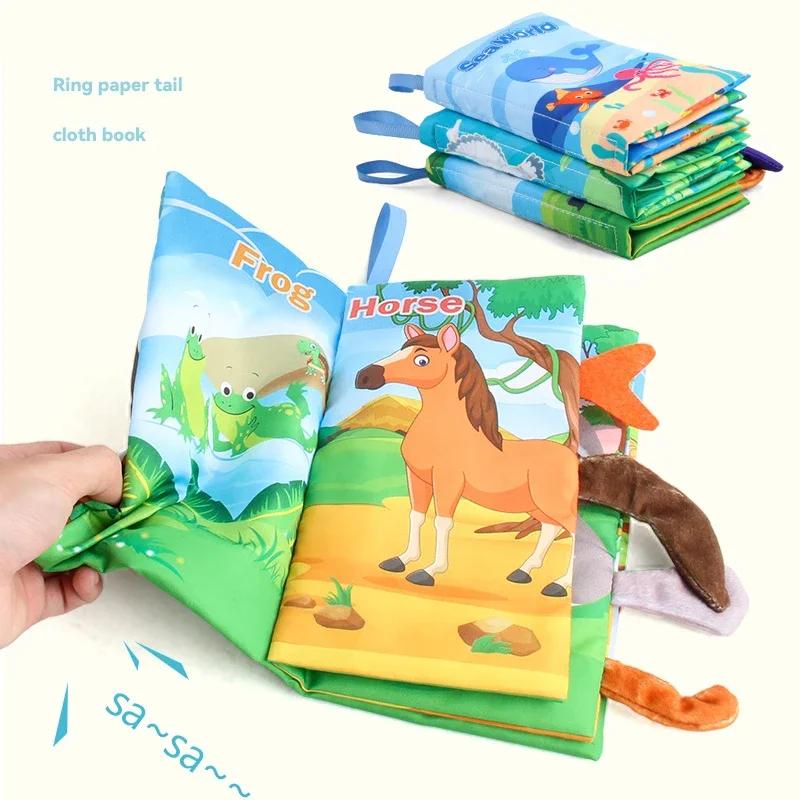 Toys 0-36M Baby Early Learning Toy Tail Cloth Book Puzzle Parent-child Interactive Sound Paper Infants Activity for Babies