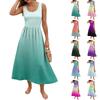 Ladies' Gradient Printed Summer Casual and Fashionable Sleeveless Long Dress