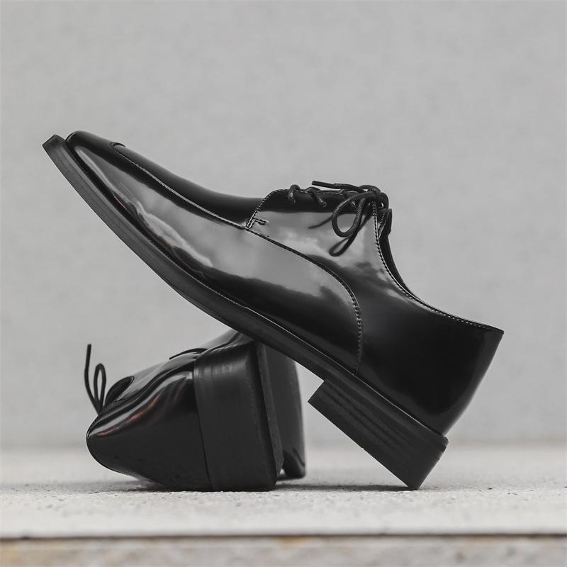 Leather Shoes Men'S Business Dress Square Head Soft Sole Casual British Style Heightening Wedding Groom Shoes 24267-J