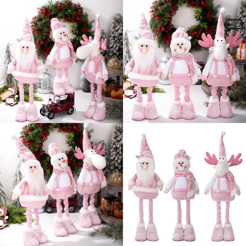 Teleskopische Weihnachtsfigur Plüschdekorationen Pailletten Weihnachtsmann Schneemann Elch Plüschfiguren Dekorationen Feiertagsdekorationen