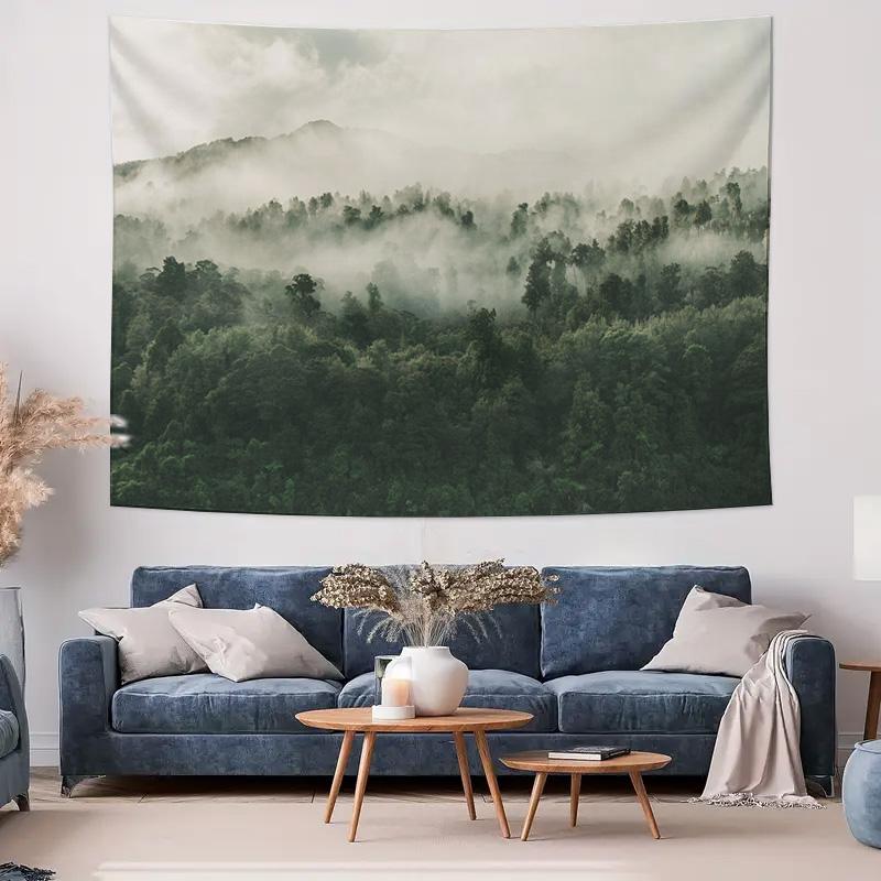Misty Forest Landscape Hanging Cloth  Bedroom Decorative Mural Tapestry Wall Decoration 74x94cm(29x37in)