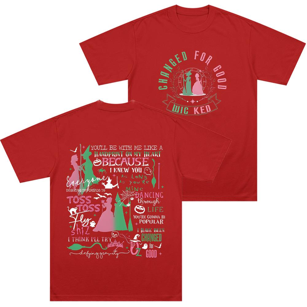 

Wicked for Good Fan Gift Cotton T Shirts Summer High Quality Comfort Soft Clothing Unisex Loose Top Adorable Girls Aesthetic Tee XXL красный