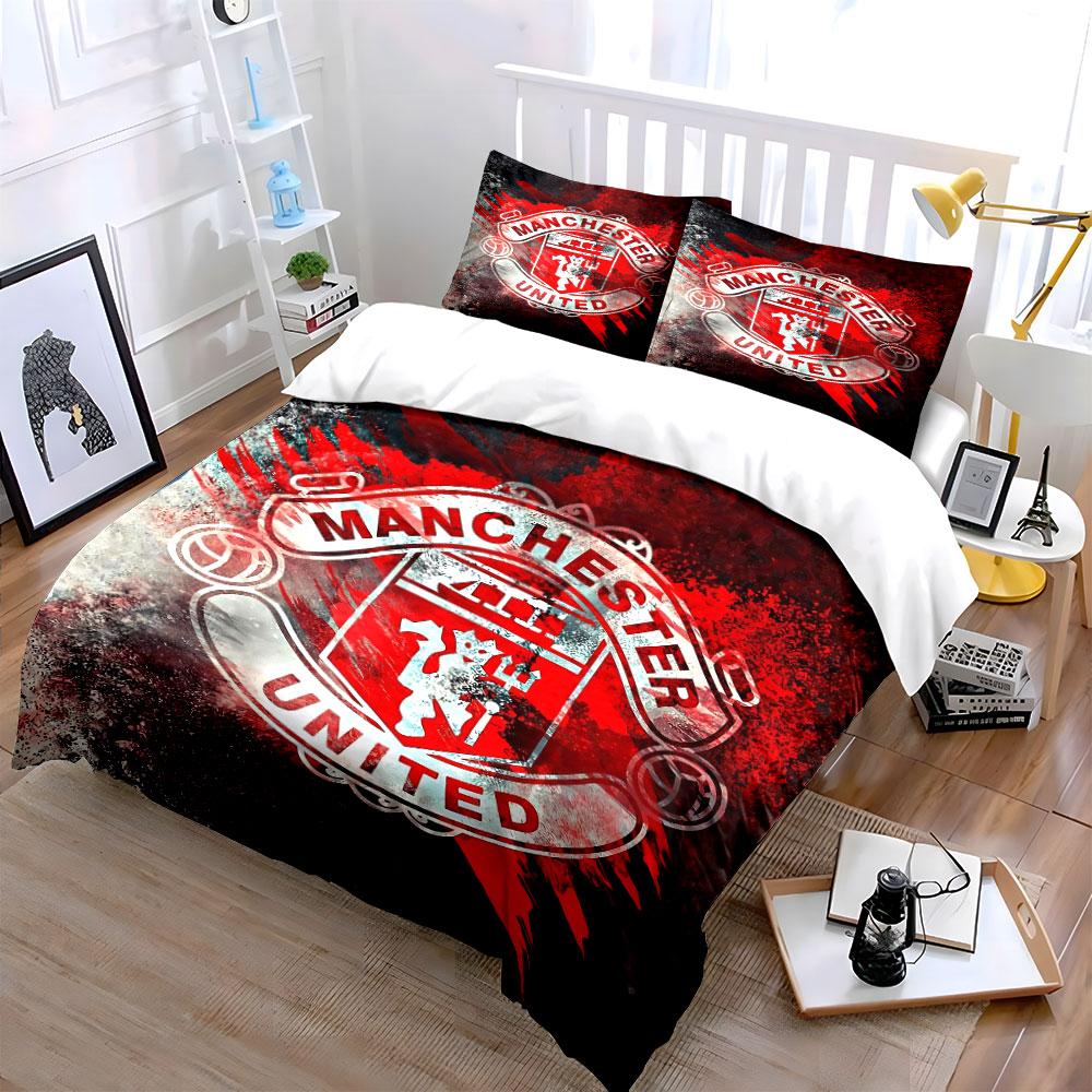 Manchester United Bedding Set Bedding Duvet Cover Set Duvet Cover Pillowcases (1 * Duvet Cover 2 * Pillowcases, without duvet insert)