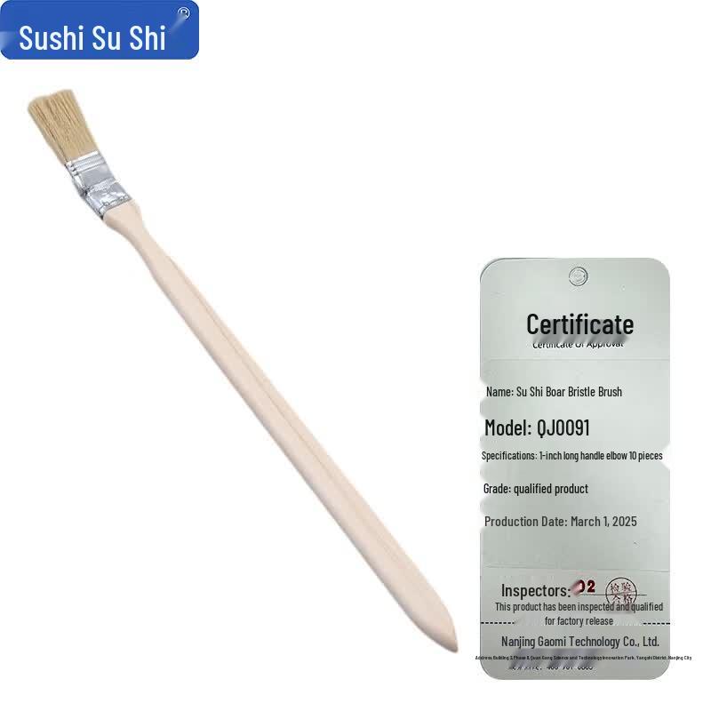 Sushij Wooden Long Handle Boar Bristle Paint Brush 10-pack