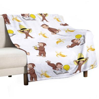 George the Curious Monkey Cartoon for Kids Pack Throw Blanket Tourist Thermal Bed Fashionable Soft Plush Plaid Blankets