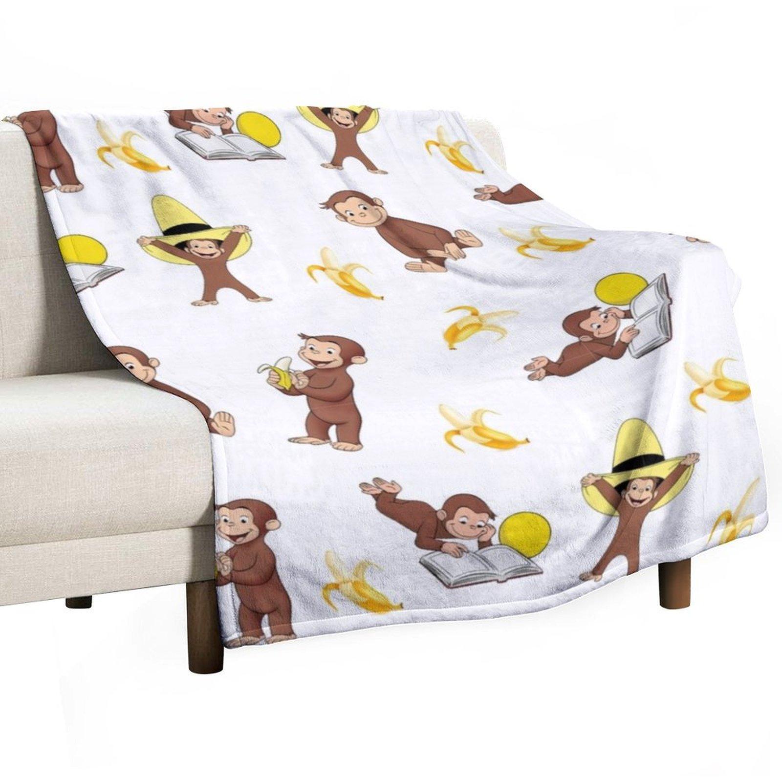 

George the curious monkey cartoon for kids pack Throw Blanket Tourist Thermal Bed Fashionable Soft Plush Plaid Blankets 30x40in